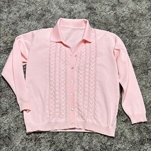 Classic Pink Button-Up Women's Sweater Cardigan